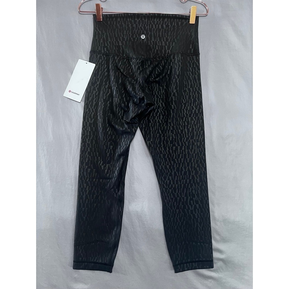 NWT Lululemon Align HR Crop 23 Shimmer Geometric Glitch Black Nulu Leggings 8